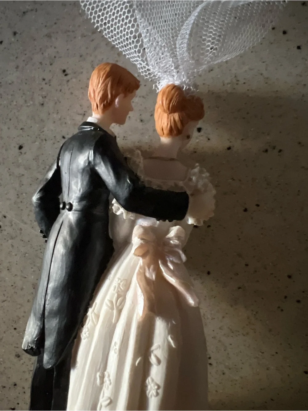 Classic Bride and Groom Wedding Cake Topper - White & Black